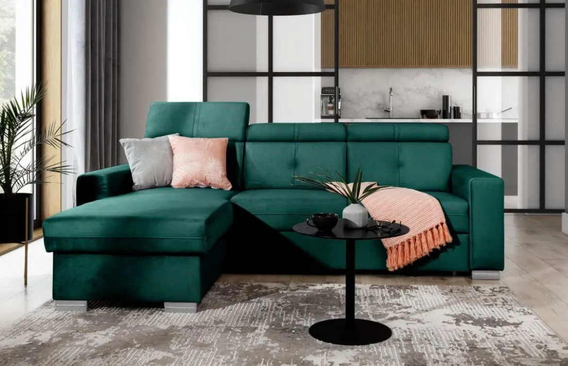 Designer Ecksofa Ferila mit Schlaf- und Klappfunktion
