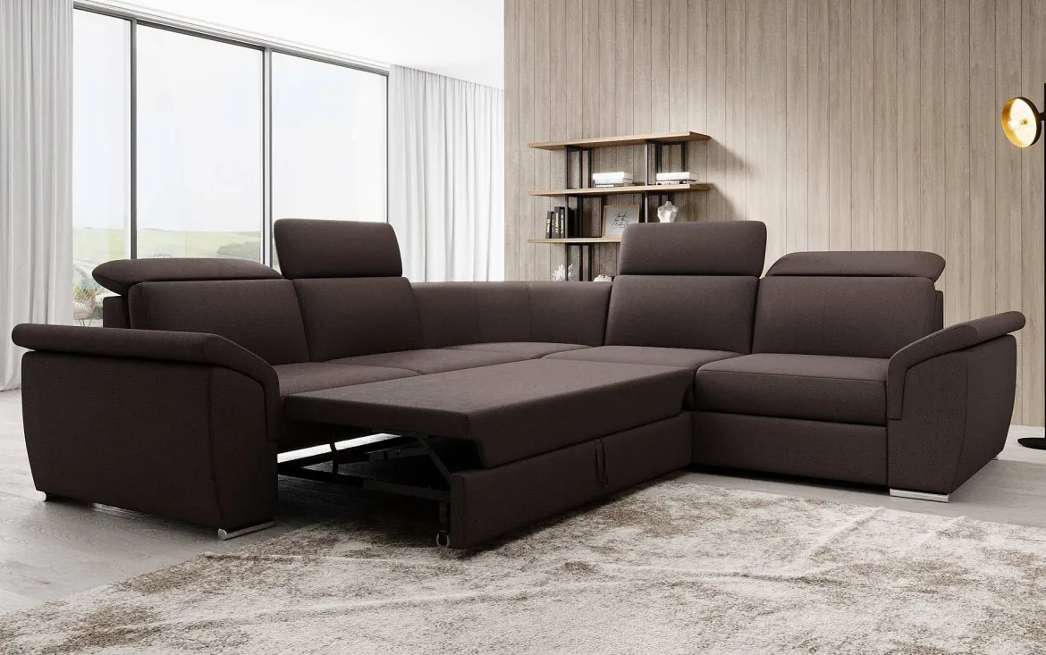 Designer Ecksofa Fernando mit Schlaffunktion und Stauraum