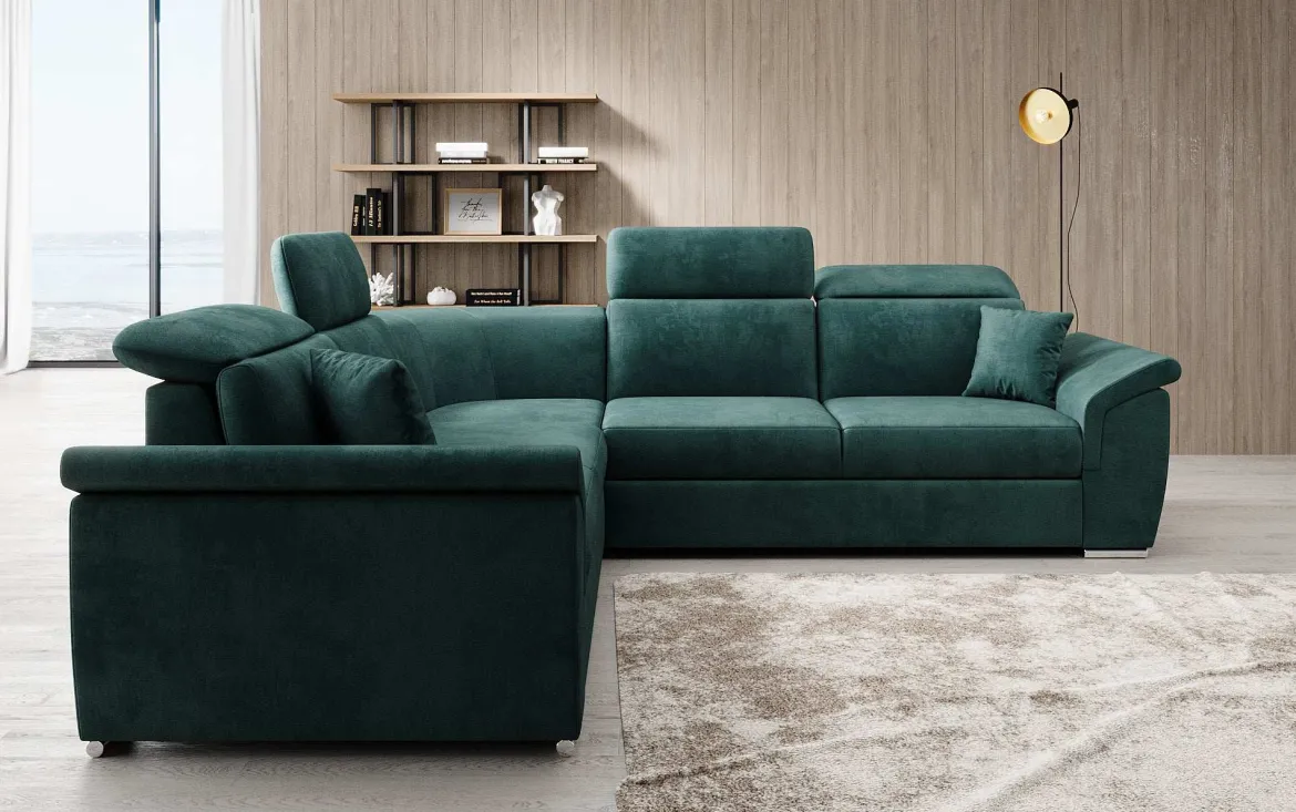 Designer Ecksofa Fernando mit Schlaffunktion und Stauraum