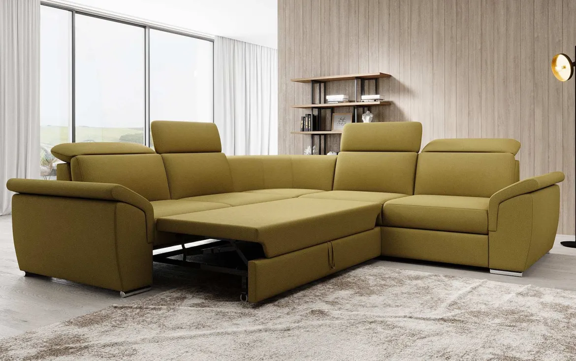 Designer Ecksofa Fernando mit Schlaffunktion und Stauraum