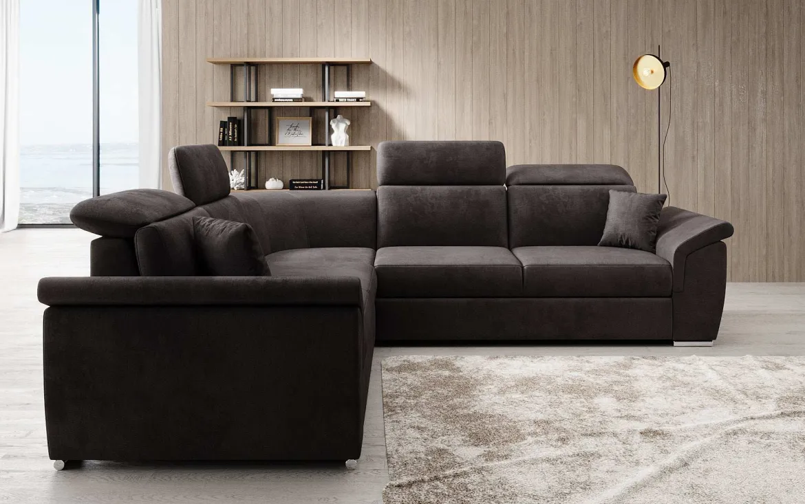Designer Ecksofa Fernando mit Schlaffunktion und Stauraum