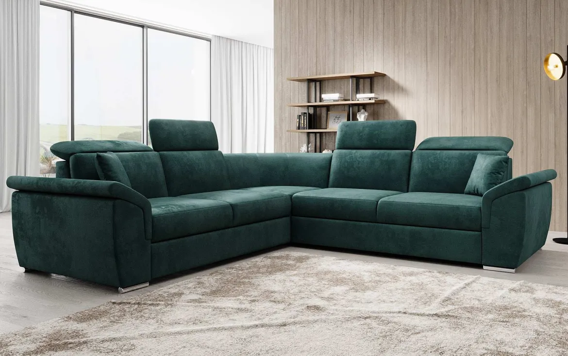 Designer Ecksofa Fernando mit Schlaffunktion und Stauraum