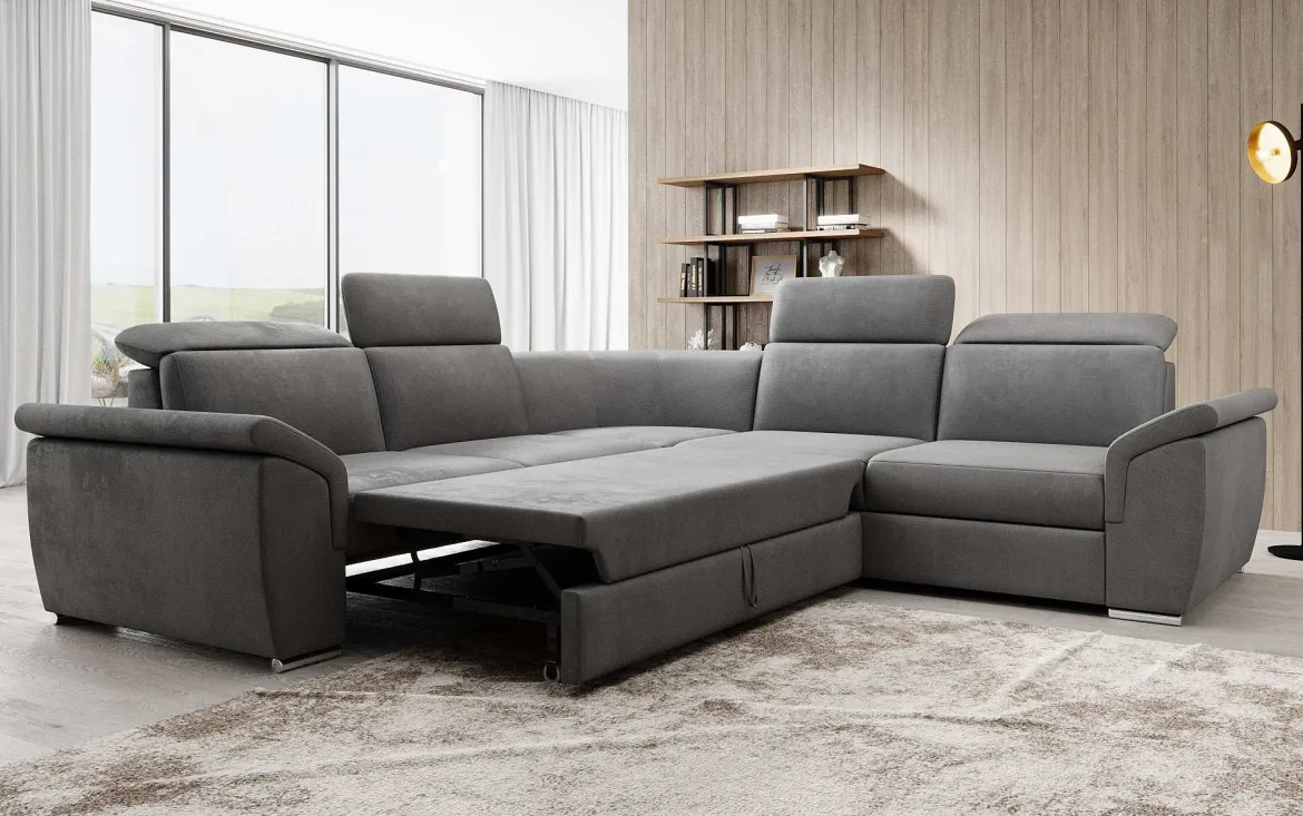 Designer Ecksofa Fernando mit Schlaffunktion und Stauraum