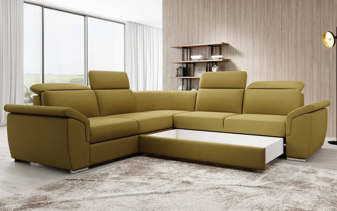 Designer Ecksofa Fernando mit Schlaffunktion und Stauraum