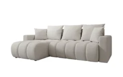 Designer Ecksofa Giulio mit Schlaf- und Klappfunktion in Bouclé