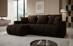 Designer Ecksofa Giulio mit Schlaf- und Klappfunktion in Bouclé
