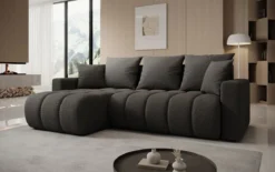 Designer Ecksofa Giulio mit Schlaf- und Klappfunktion in Bouclé