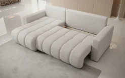Designer Ecksofa Giulio mit Schlaf- und Klappfunktion in Bouclé