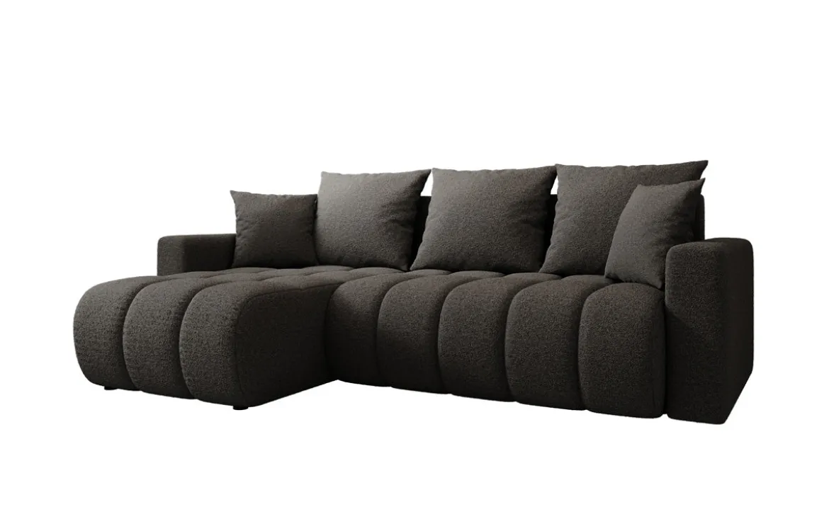 Designer Ecksofa Giulio mit Schlaf- und Klappfunktion in Bouclé