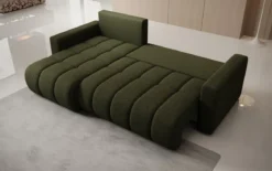 Designer Ecksofa Giulio mit Schlaf- und Klappfunktion in Bouclé