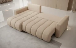 Designer Ecksofa Giulio mit Schlaf- und Klappfunktion in Bouclé