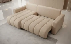 Designer Ecksofa Giulio mit Schlaf- und Klappfunktion in Bouclé