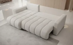 Designer Ecksofa Giulio mit Schlaf- und Klappfunktion in Bouclé