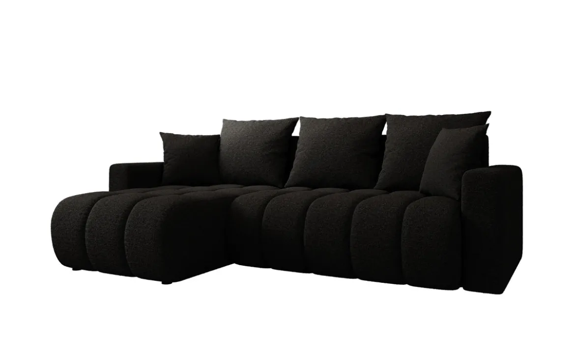 Designer Ecksofa Giulio mit Schlaf- und Klappfunktion in Bouclé