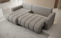 Designer Ecksofa Giulio mit Schlaf- und Klappfunktion in Bouclé