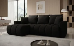 Designer Ecksofa Giulio mit Schlaf- und Klappfunktion in Bouclé