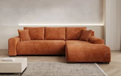Designer Ecksofa Hanna mit Schlaffunktion und Stauraum