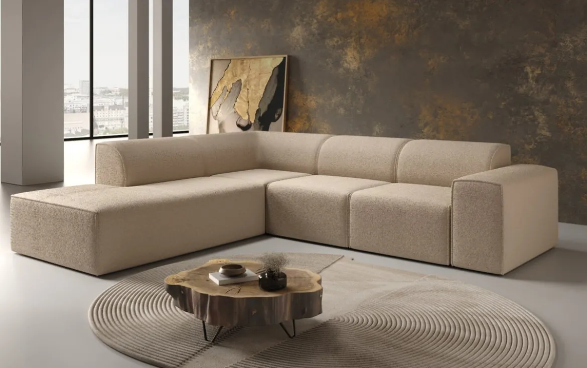 Designer Ecksofa Idiola in Teddy Bouclé