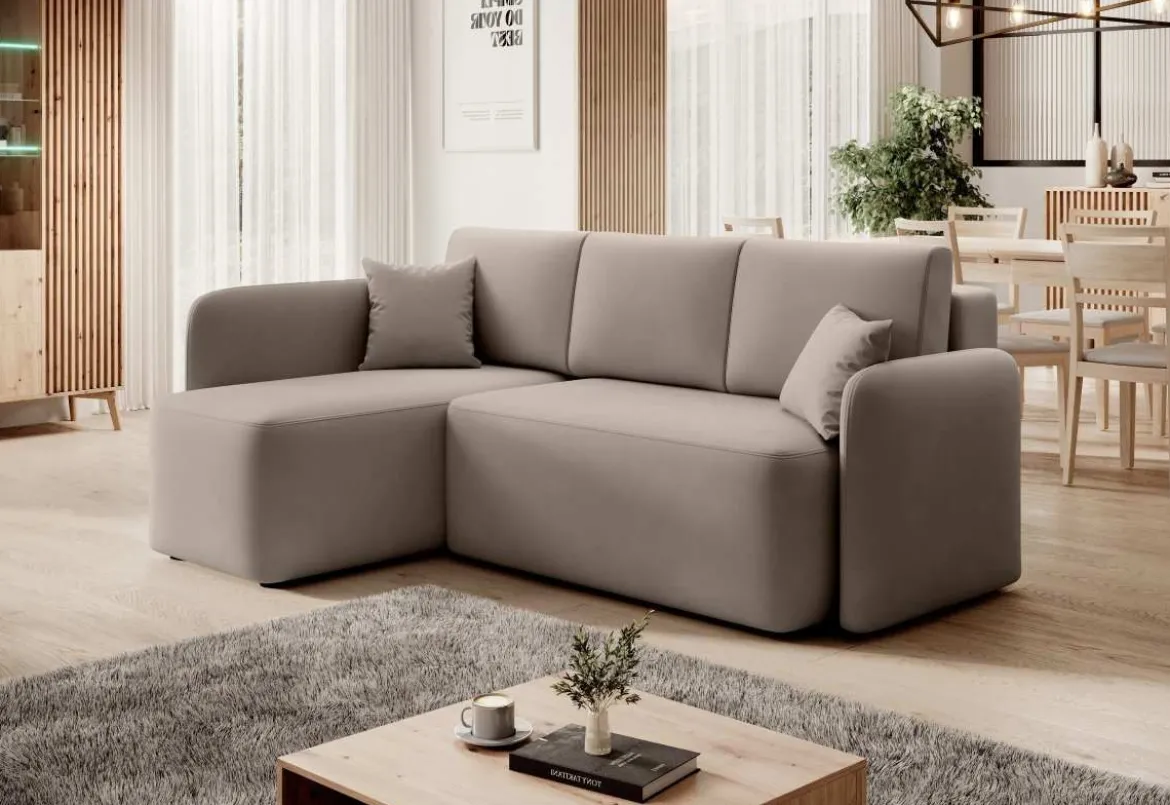 Designer Ecksofa Ina mit Stauraum und Schlaffunktion
