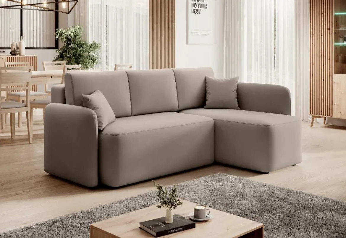 Designer Ecksofa Ina mit Stauraum und Schlaffunktion