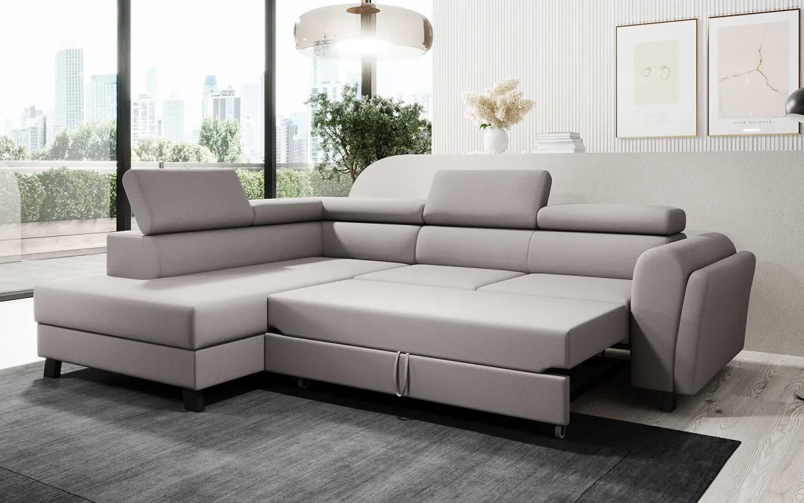 Designer Ecksofa Kira mit Schlaf- und Klappfunktion
