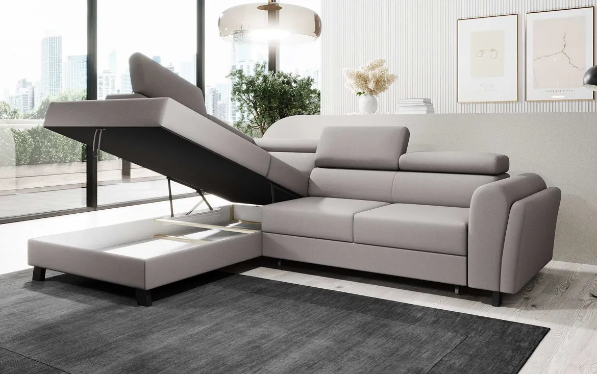 Designer Ecksofa Kira mit Schlaf- und Klappfunktion