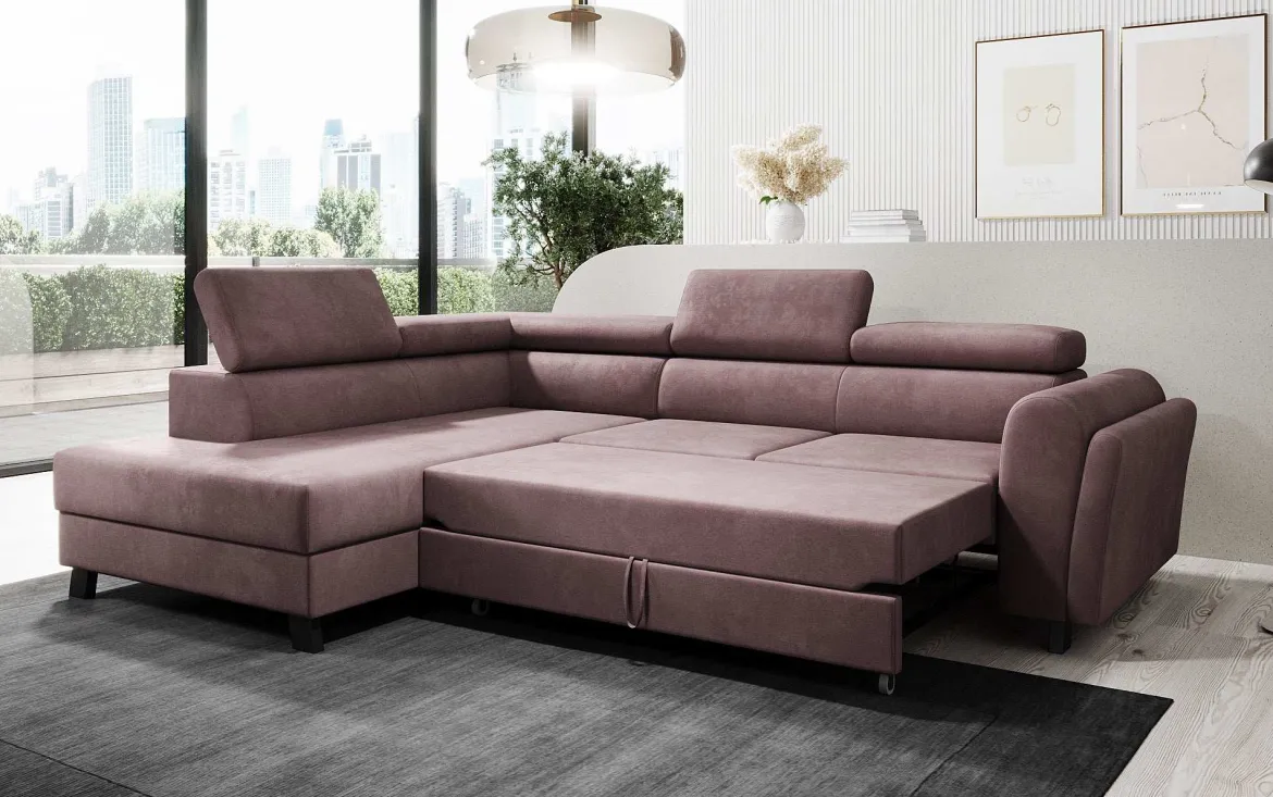 Designer Ecksofa Kira mit Schlaf- und Klappfunktion