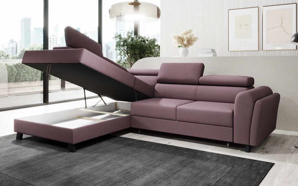Designer Ecksofa Kira mit Schlaf- und Klappfunktion