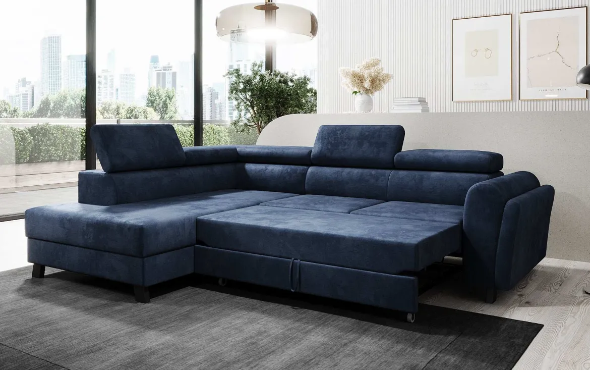 Designer Ecksofa Kira mit Schlaf- und Klappfunktion
