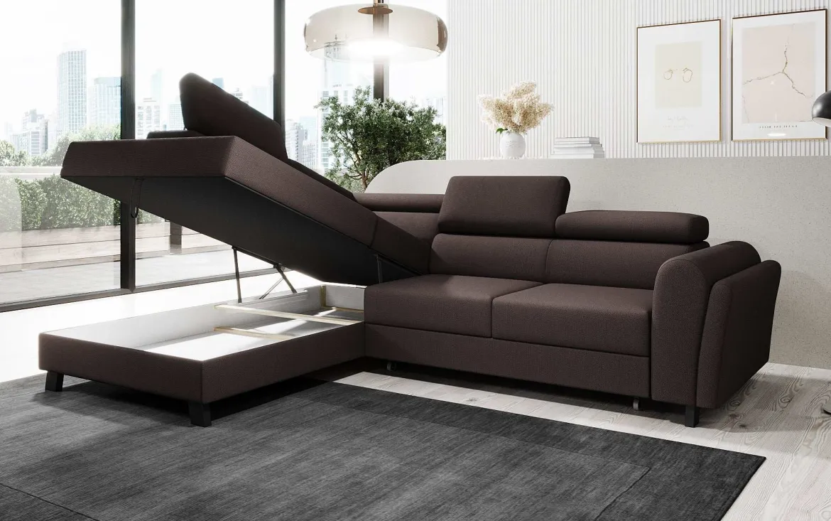 Designer Ecksofa Kira mit Schlaf- und Klappfunktion
