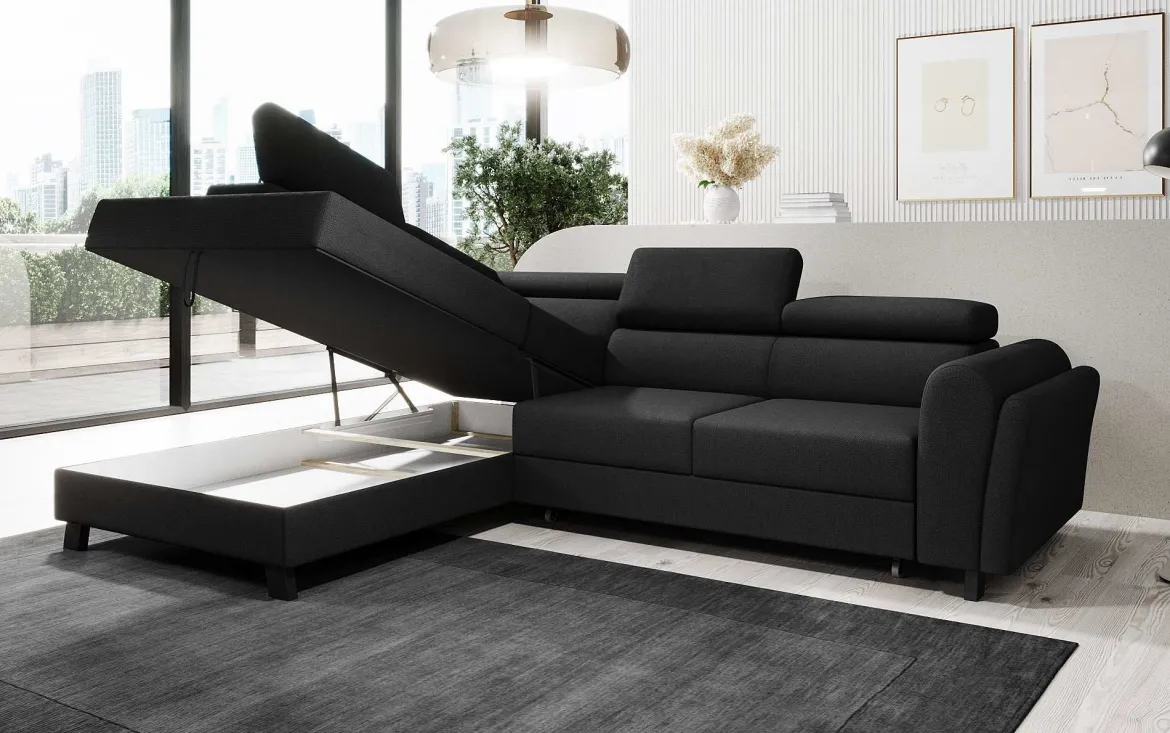 Designer Ecksofa Kira mit Schlaf- und Klappfunktion