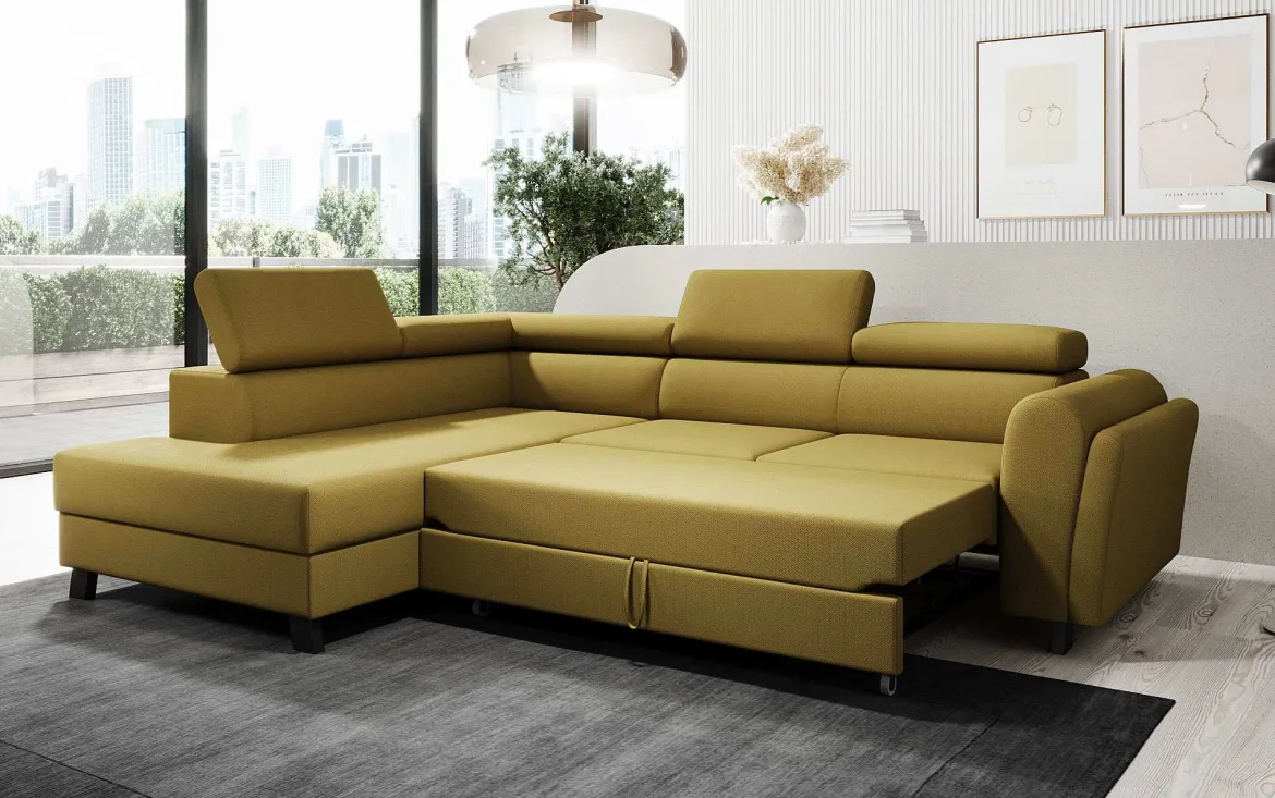 Designer Ecksofa Kira mit Schlaf- und Klappfunktion