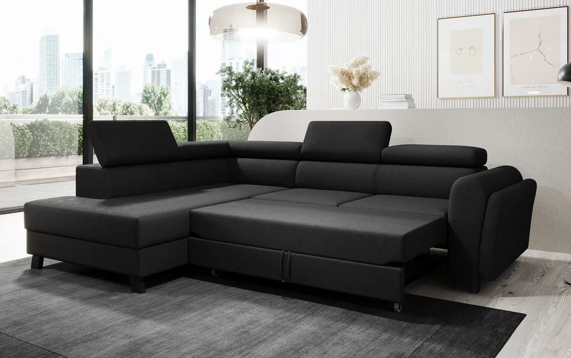 Designer Ecksofa Kira mit Schlaf- und Klappfunktion