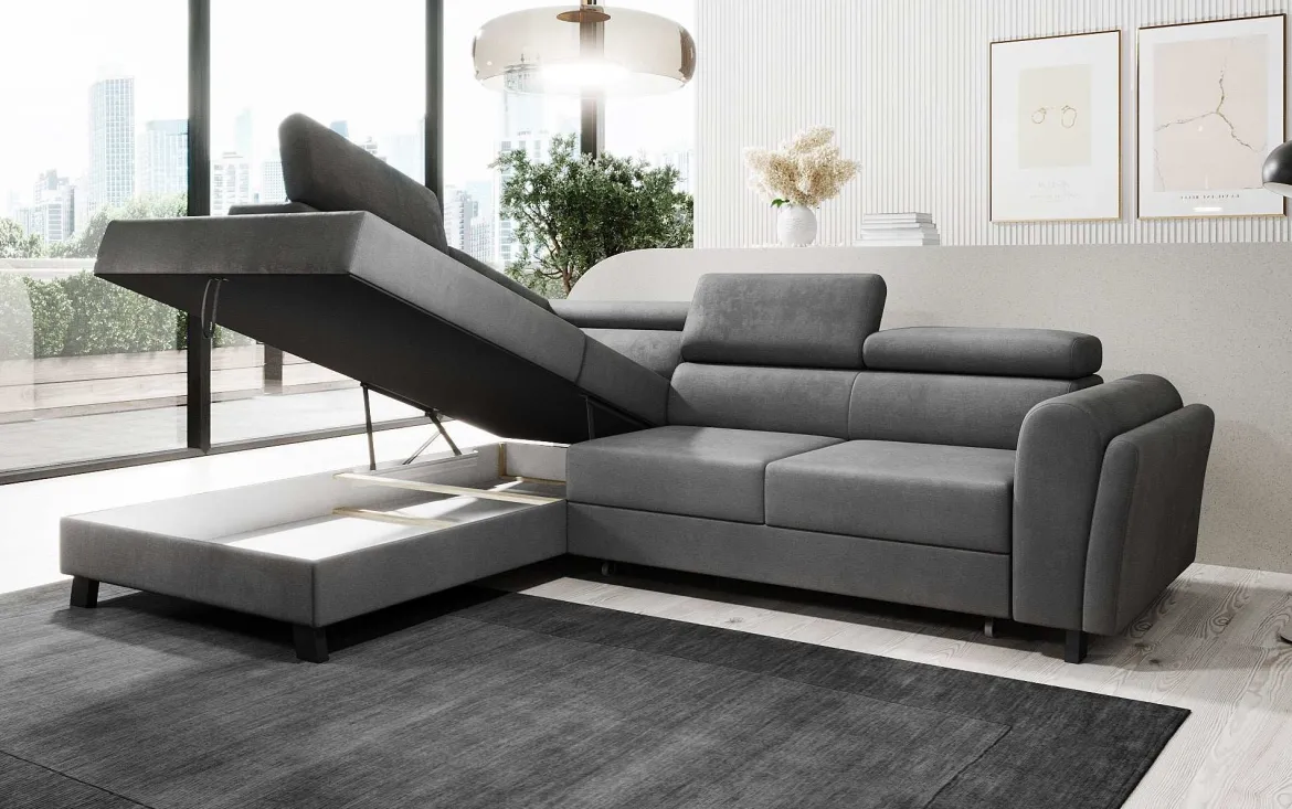 Designer Ecksofa Kira mit Schlaf- und Klappfunktion
