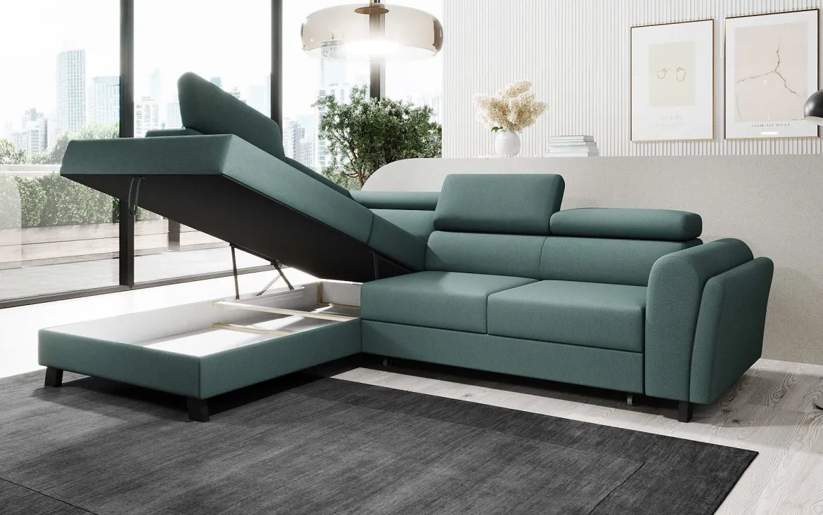 Designer Ecksofa Kira mit Schlaf- und Klappfunktion
