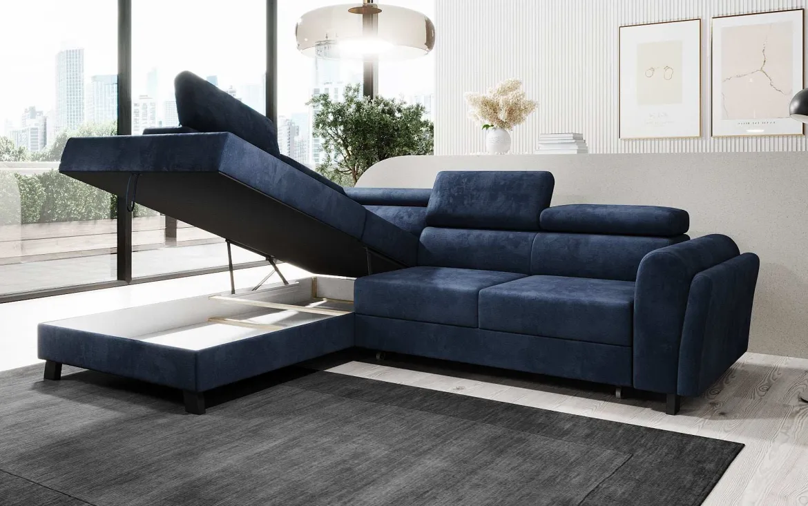 Designer Ecksofa Kira mit Schlaf- und Klappfunktion