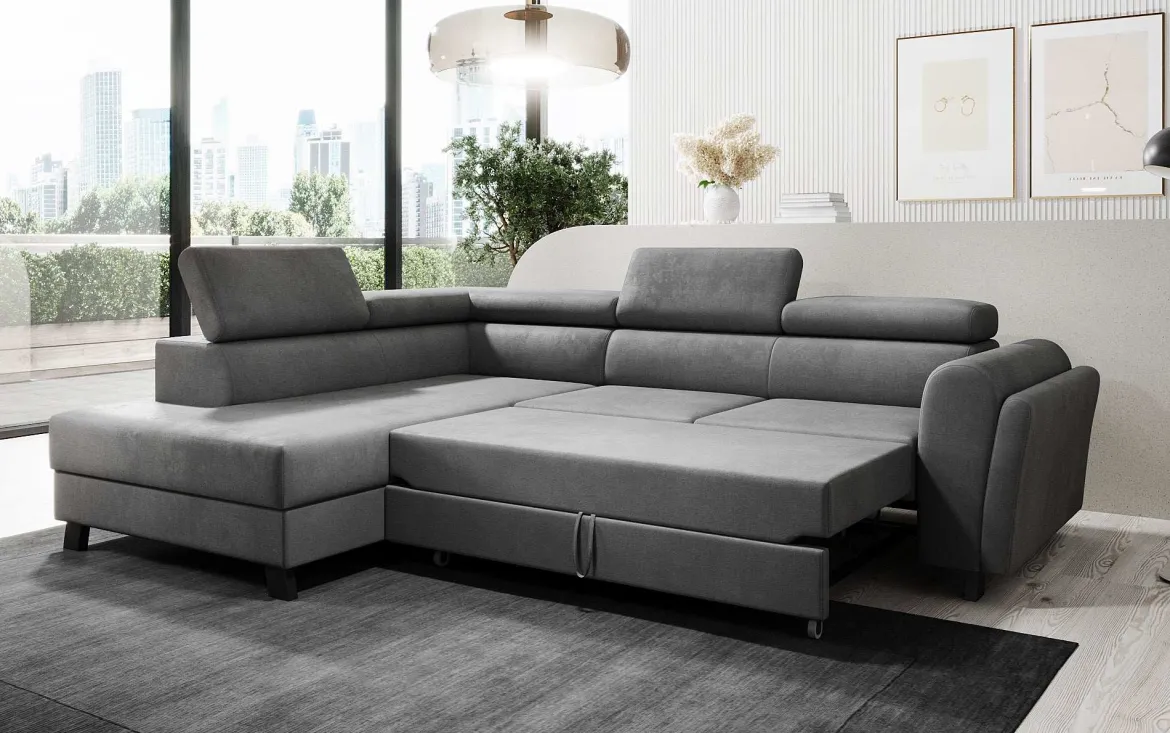 Designer Ecksofa Kira mit Schlaf- und Klappfunktion