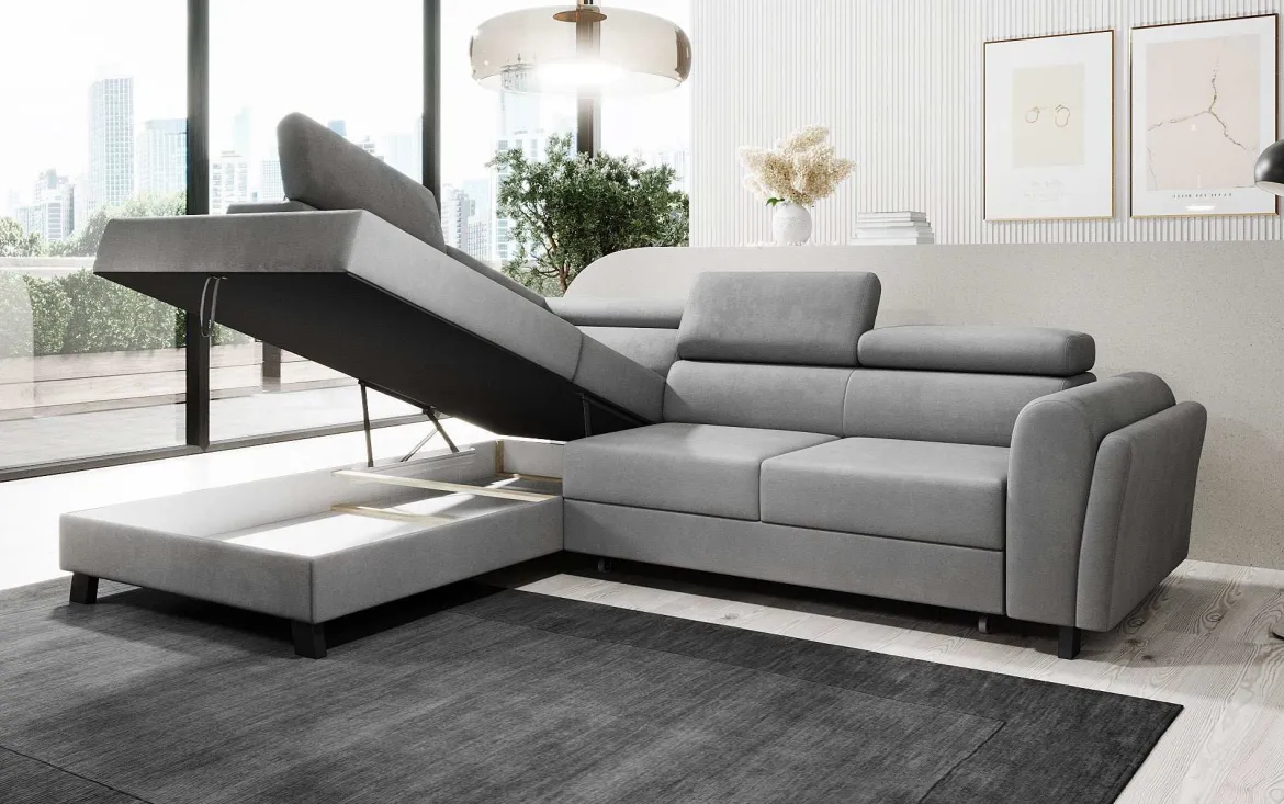 Designer Ecksofa Kira mit Schlaf- und Klappfunktion