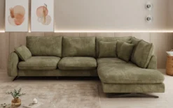 Designer Ecksofa Laguna mit Metallfüße in Cord