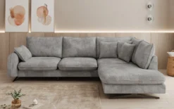 Designer Ecksofa Laguna mit Metallfüße in Cord
