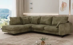 Designer Ecksofa Laguna mit Metallfüße in Cord