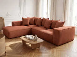 Designer Ecksofa Largo mit langer Ottomane in Cord