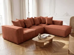 Designer Ecksofa Largo mit langer Ottomane in Cord