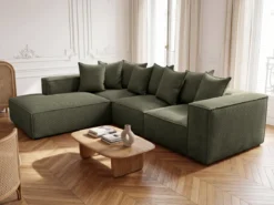 Designer Ecksofa Largo mit langer Ottomane in Cord