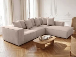 Designer Ecksofa Largo mit langer Ottomane in Cord