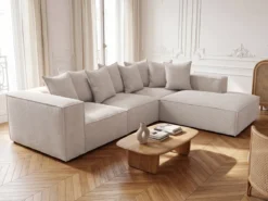 Designer Ecksofa Largo mit langer Ottomane in Cord
