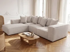 Designer Ecksofa Largo mit langer Ottomane in Cord