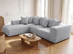 Designer Ecksofa Largo mit langer Ottomane in Cord
