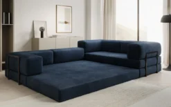 Designer Ecksofa Lazy geschlossen in Samt