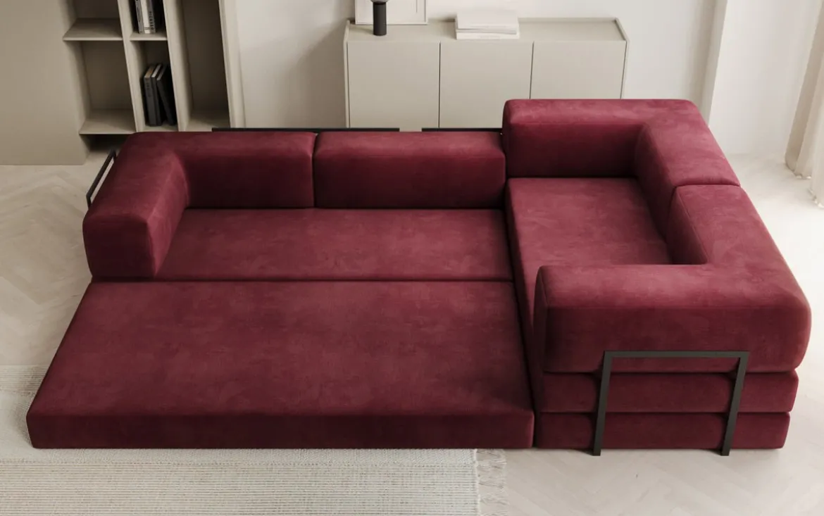 Designer Ecksofa Lazy geschlossen in Samt